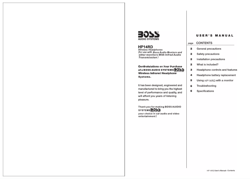 Page n°1 - Manuel utilisateur Boss HP14RD