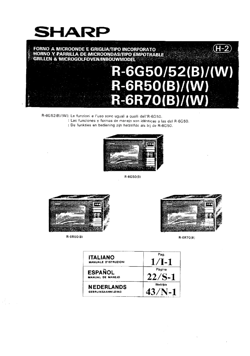 Page 1 de la notice Manuel utilisateur Sharp R-6R50