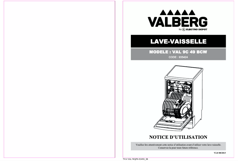 Image de la première page du manuel de l'appareil VAL 9C49 BCW