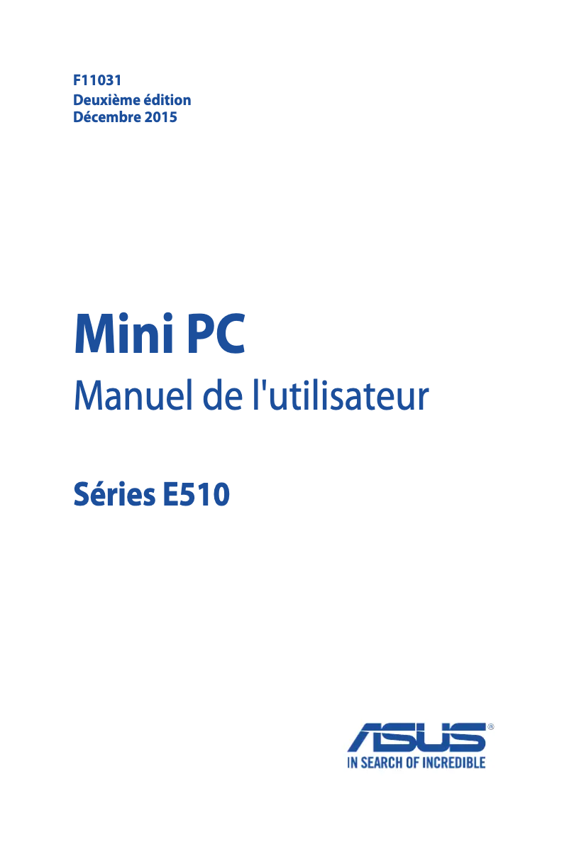 Page n°1 - Manuel utilisateur Asus PRO E510