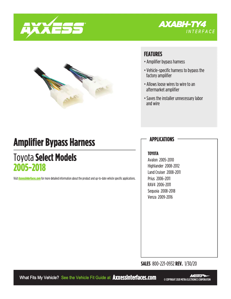 Page 1 de la notice Fiche technique AXESS AXABH-TY4