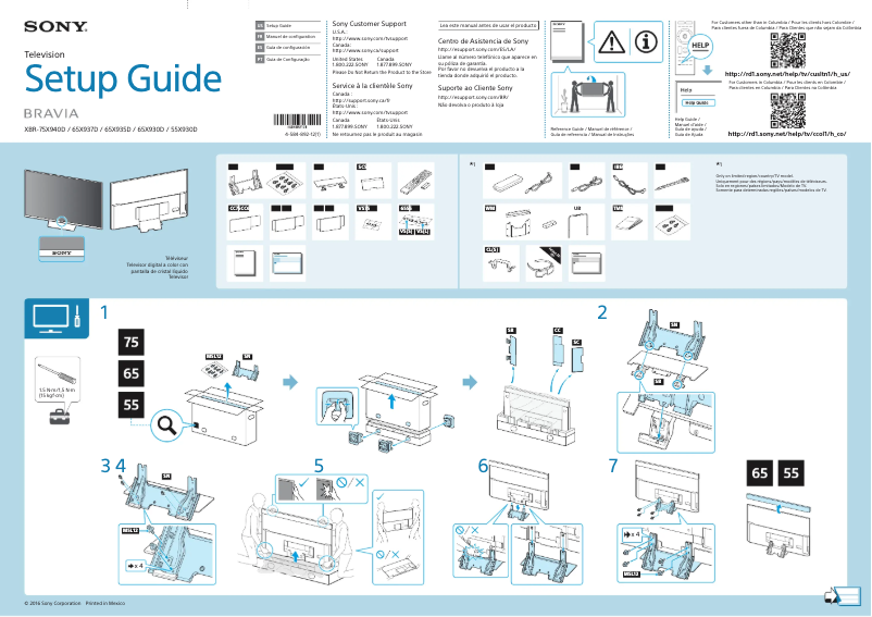 Page n°1 - Guide d'installation Sony Bravia XBR-65X930D