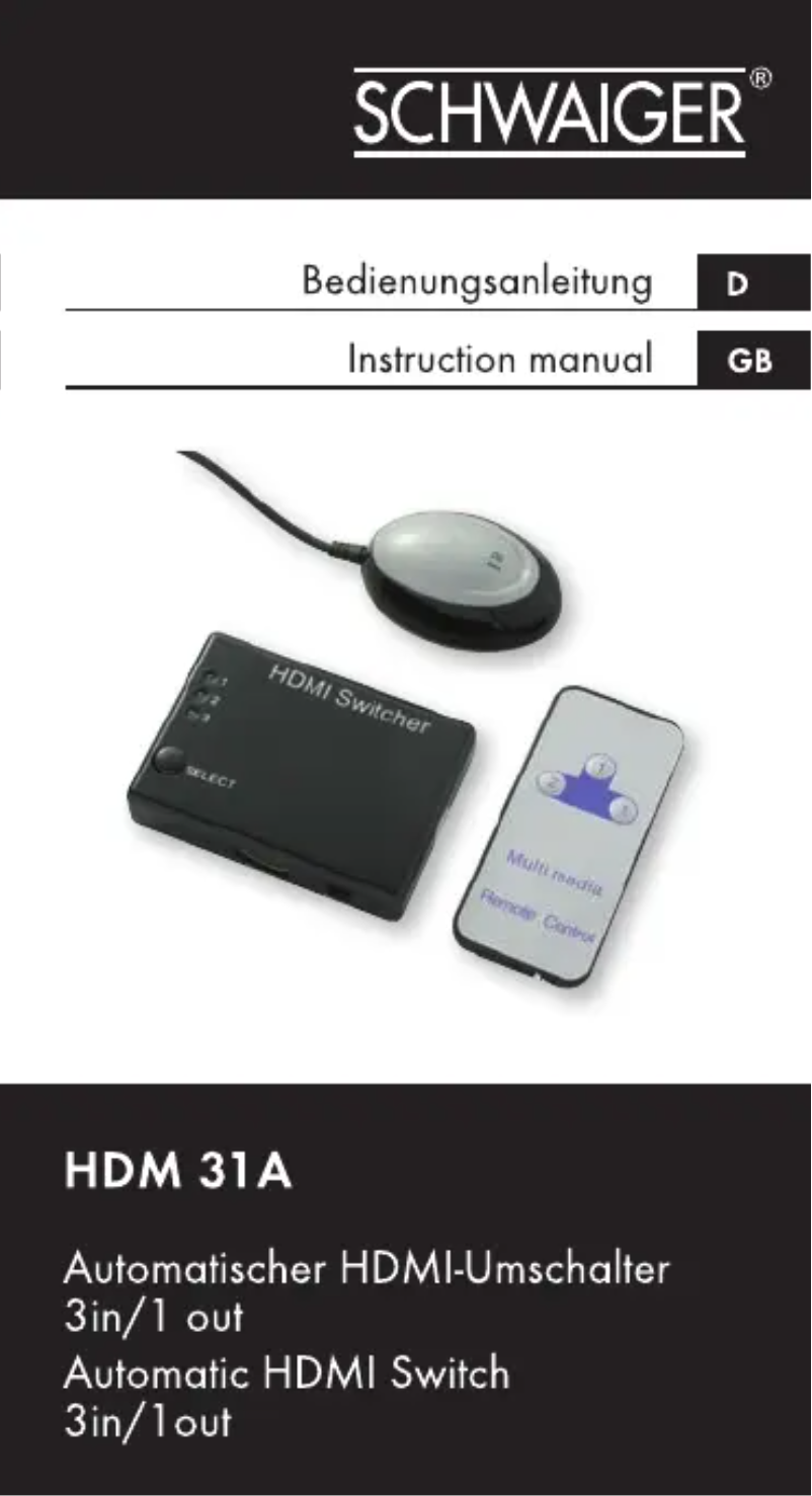 Page n°1 - Manuel utilisateur Schwaiger HDM31A