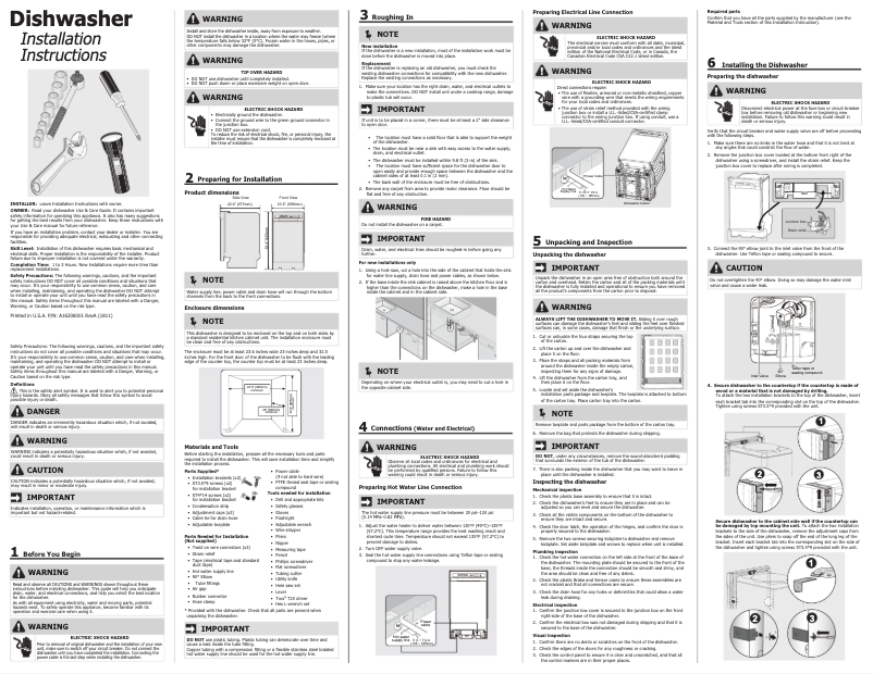 Page n°1 - Guide d'installation Frigidaire FFBD2420US