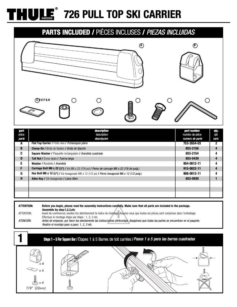 Page n°1 - Manuel utilisateur Thule Deluxe Pull Top 726