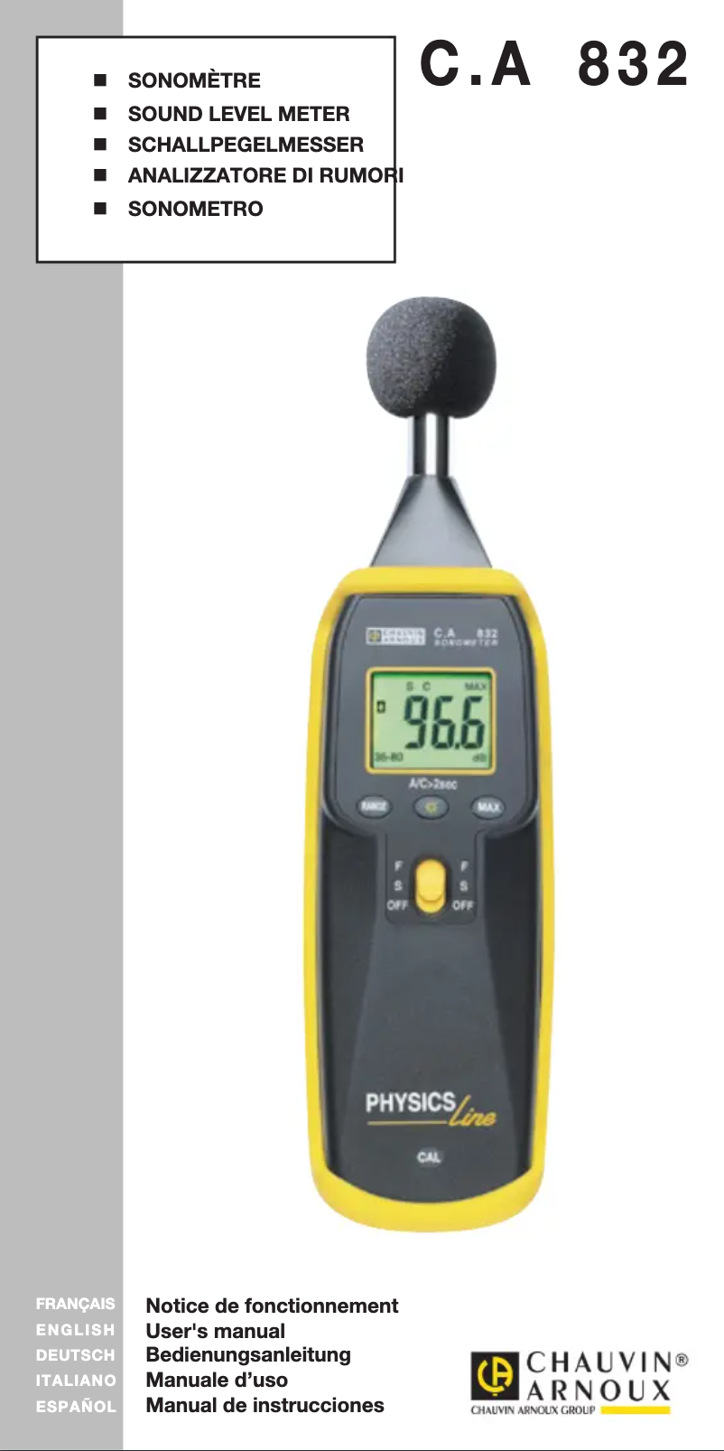 Page 1 of the manual User Manual Chauvin Arnoux C.A 832