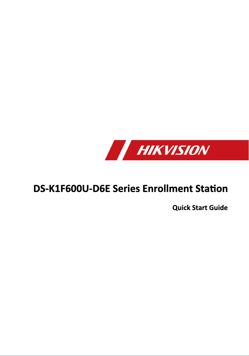 Page 1 de la notice Guide de démarrage rapide Hikvision DS-K1F600U-D6E
