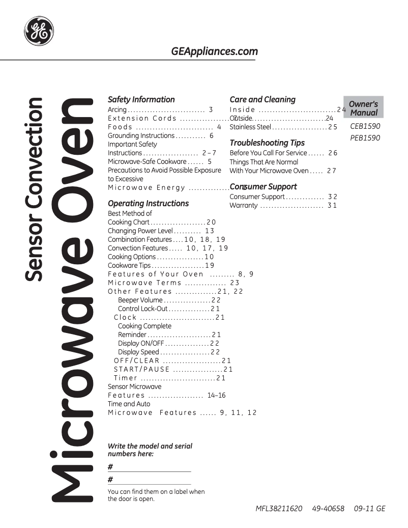 First page image of the manual for PEB1590