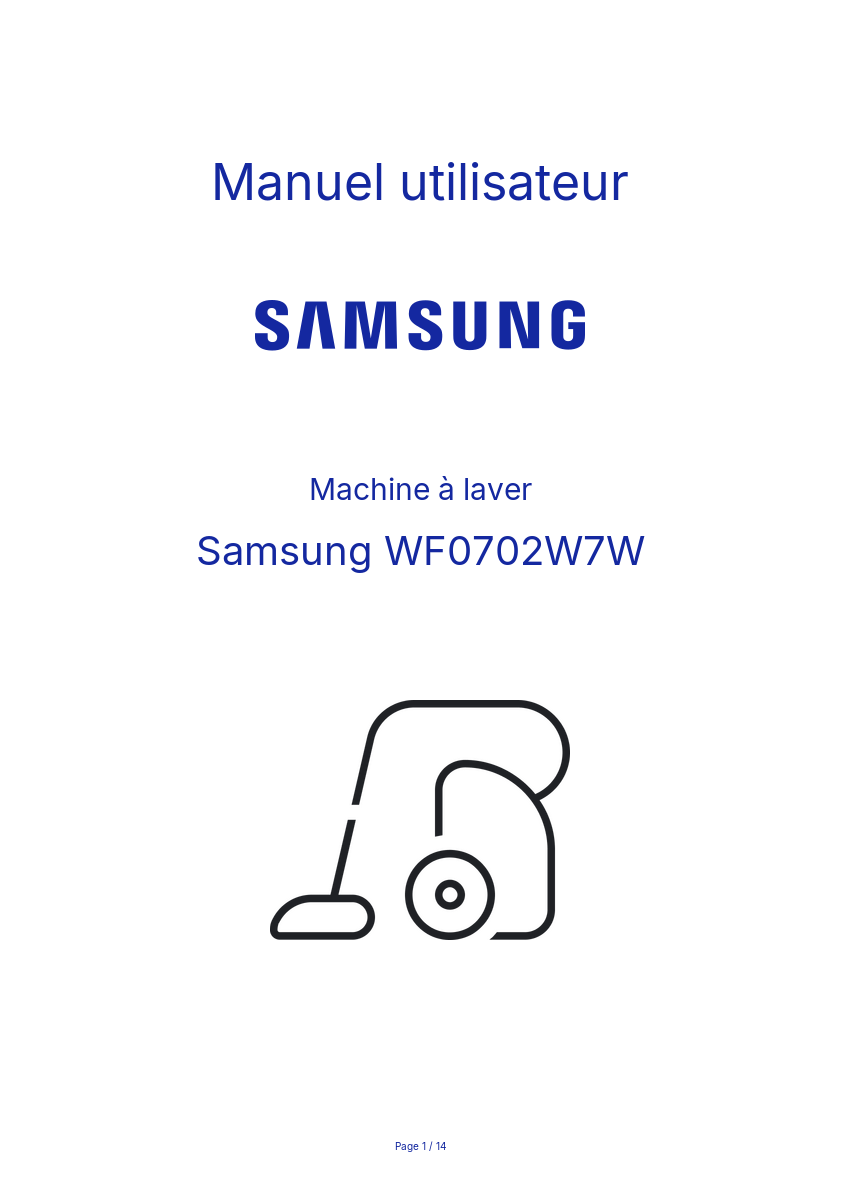 Page n°1 - Manuel utilisateur Samsung WF0702W7W