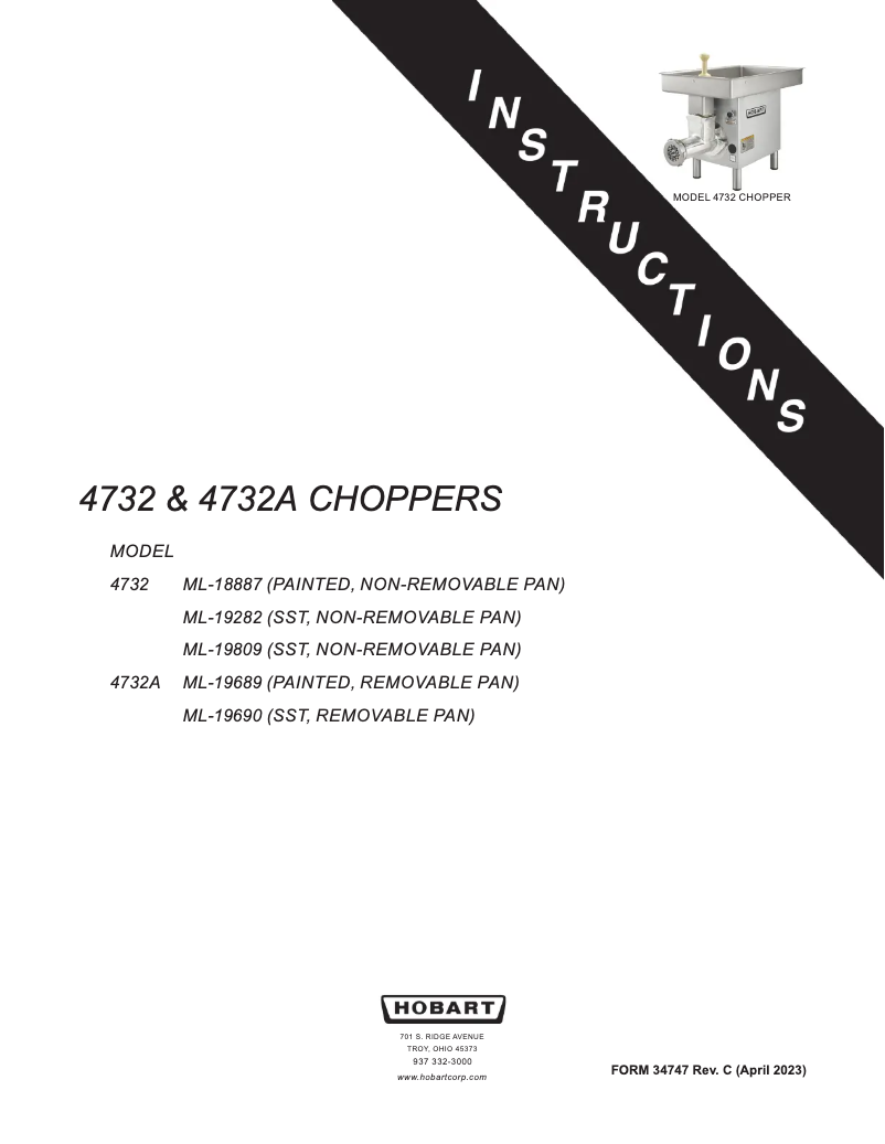 Page n°1 - Manuel utilisateur Hobart 4732A