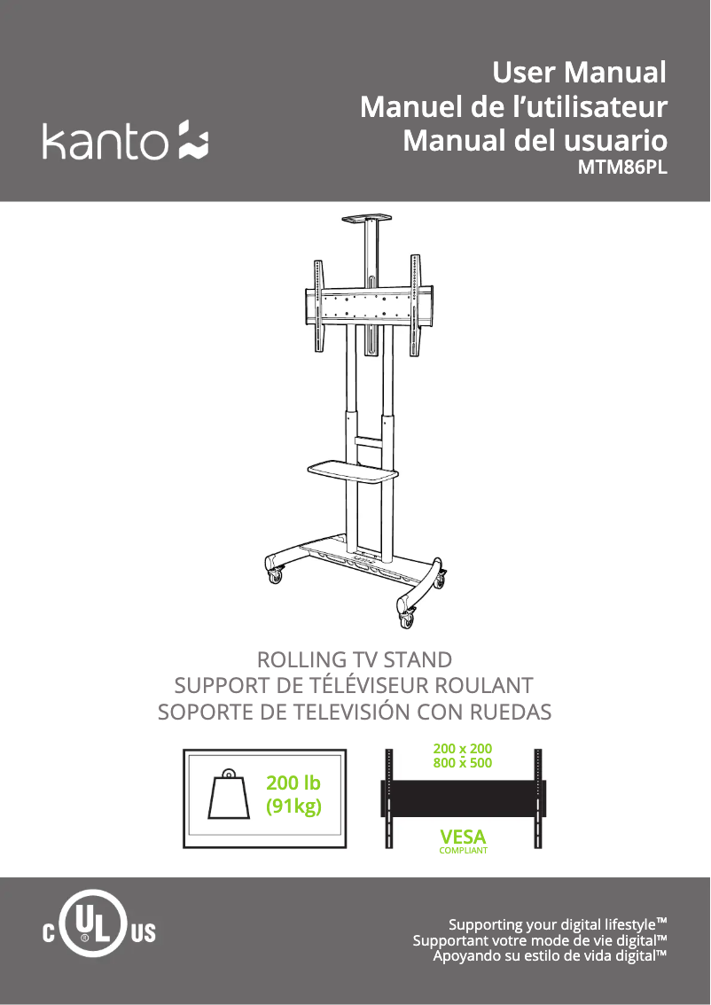 Page 1 de la notice Manuel utilisateur Kanto MTM86PL