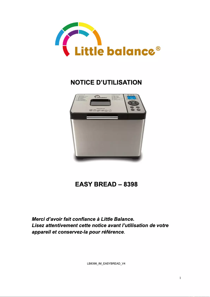 Page n°1 - Manuel utilisateur Little Balance Easy Bread 8398