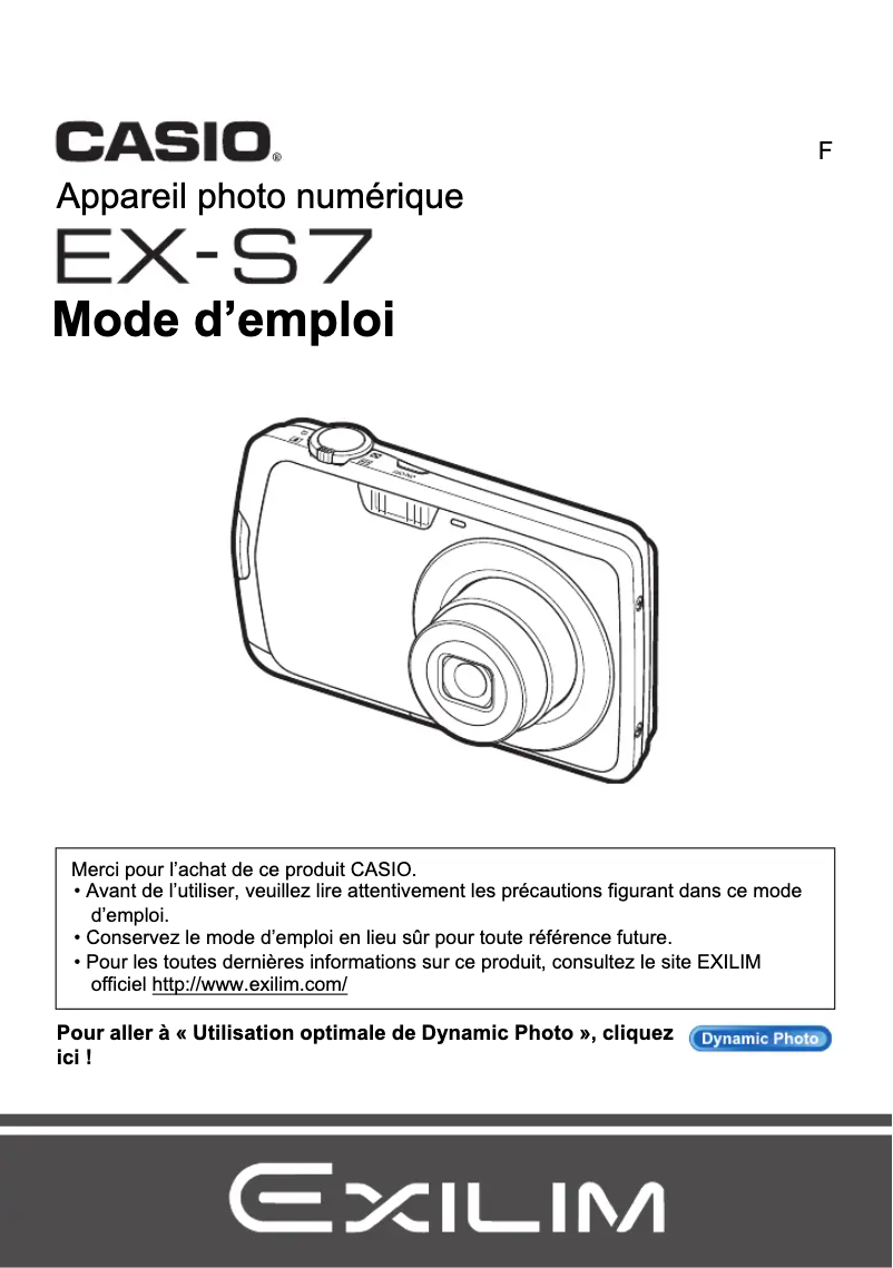 Page n°1 - Manuel utilisateur Casio Exilim EX-S7