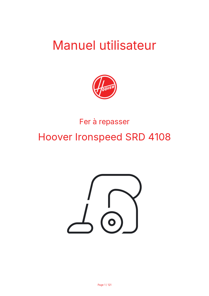 Page n°1 - Manuel utilisateur Hoover Ironspeed SRD 4108