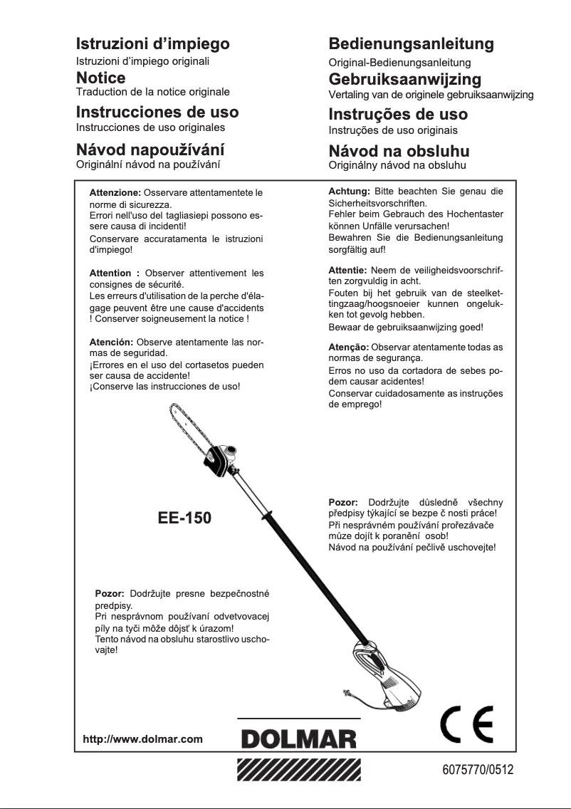 Page n°1 - Manuel utilisateur Dolmar EE-150