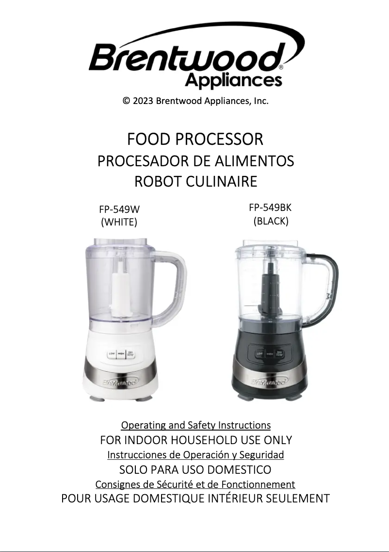 Page 1 de la notice Manuel utilisateur Brentwood FP-549W