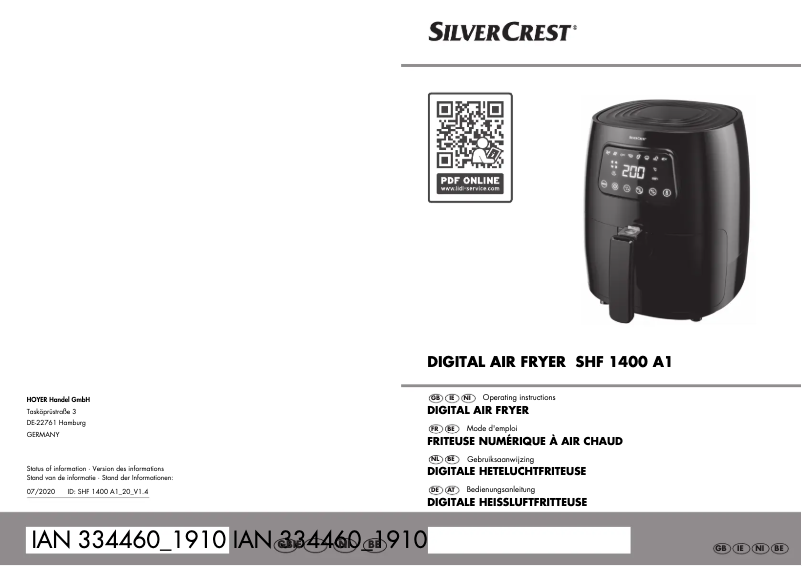 Page n°1 - Manuel utilisateur SilverCrest SHF 1400 A1