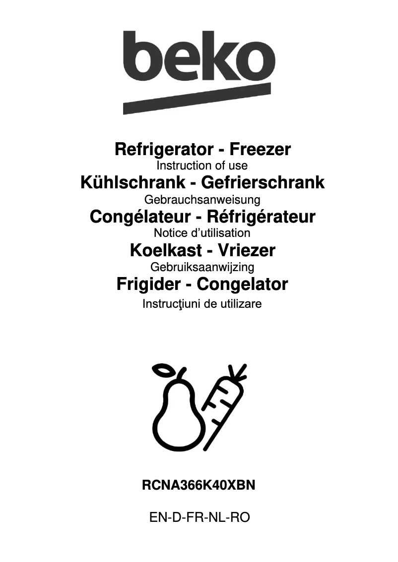 Page 1 de la notice Fiche technique Beko RFNE270K32WN