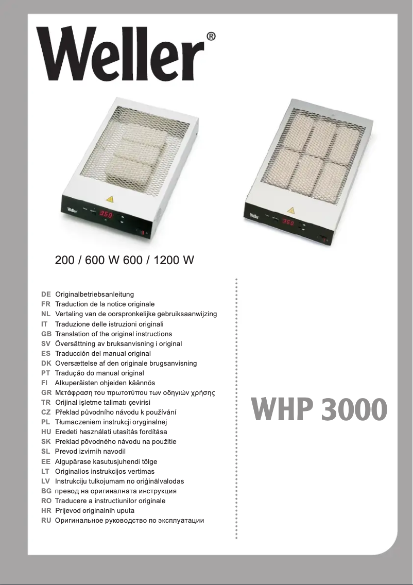 Page n°1 - Manuel utilisateur Weller WHP 3000