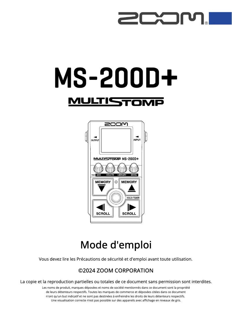Imagen de la primera página del manual del dispositivo MS-200D+