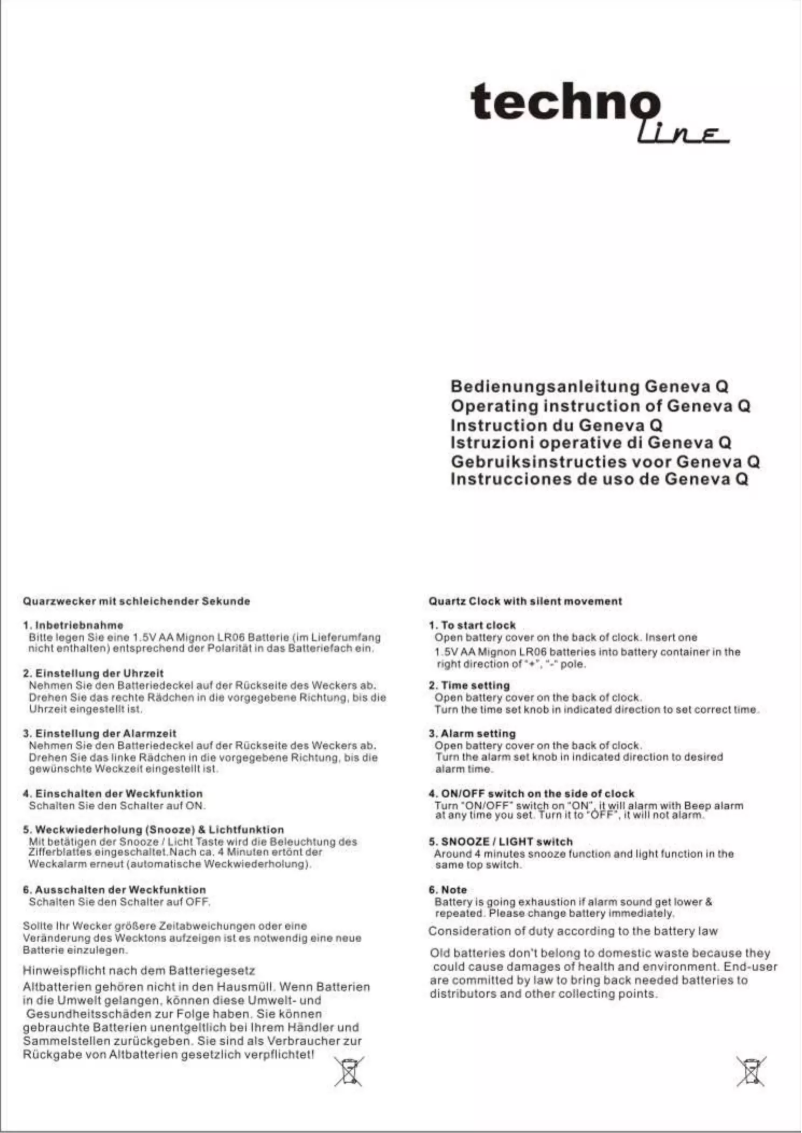 Page n°1 - Manuel utilisateur Techno Line Geneva Q