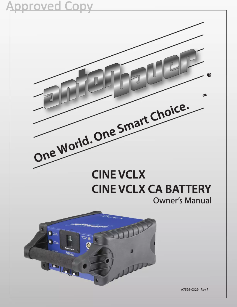 Page n°1 - Manuel utilisateur Anton/Bauer CINE VCLX CA BATTERY