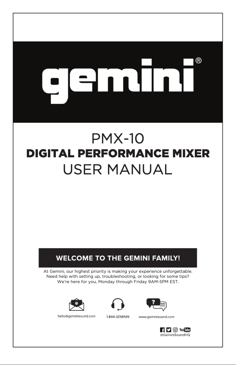 Page 1 de la notice Manuel utilisateur Gemini PMX-10