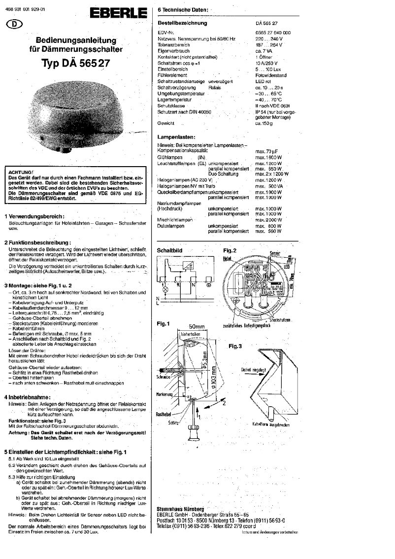 Image de la première page du manuel de l'appareil DA 56527
