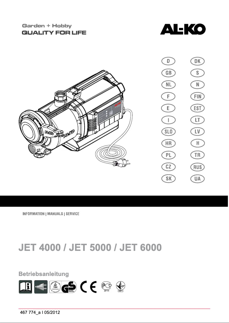 Page n°1 - Manuel utilisateur AL-KO Jet 6000/5 Premium