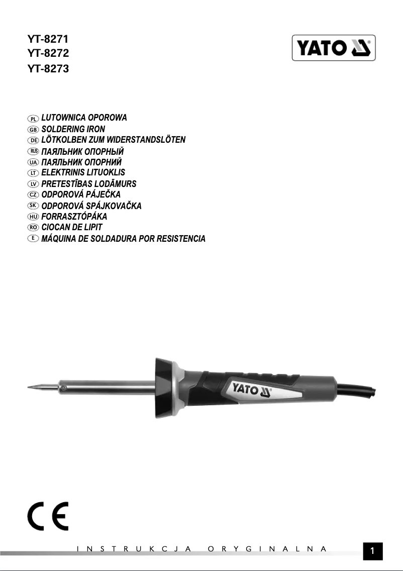 Page 1 de la notice Manuel utilisateur Yato YT-8273