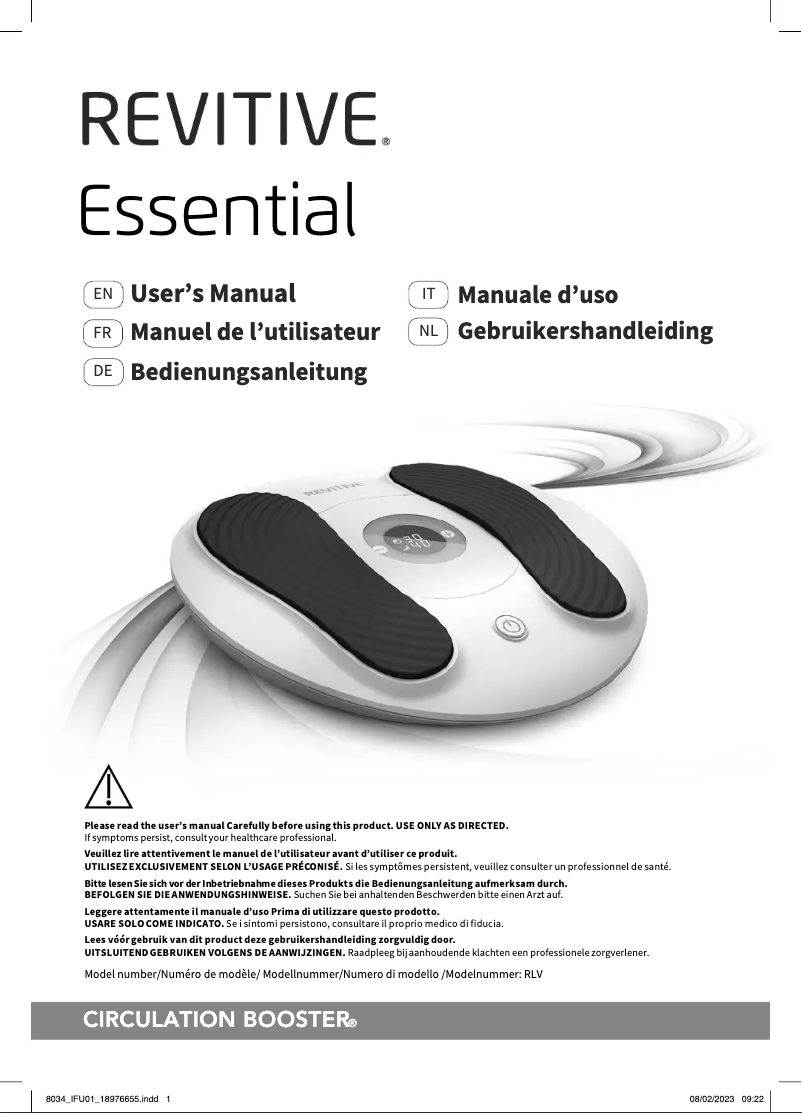 Page n°1 - Manuel utilisateur Revitive Essential RLV