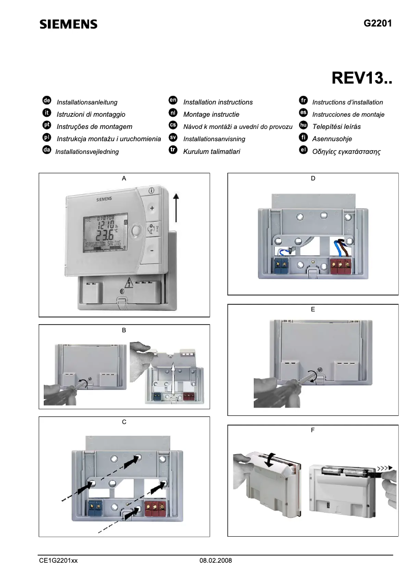 Image de la première page du manuel de l'appareil REV13DC
