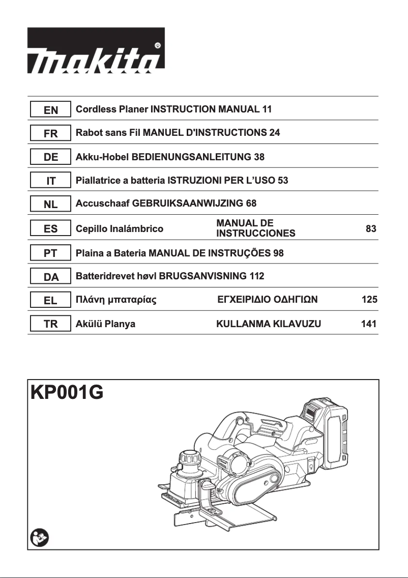 Page 1 de la notice Manuel utilisateur Makita KP001G