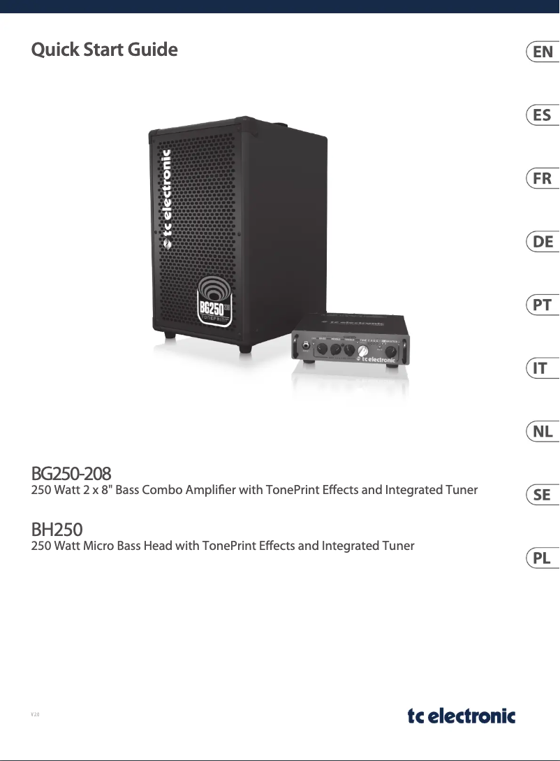 Page n°1 - Guide de démarrage rapide TC Electronic BH250
