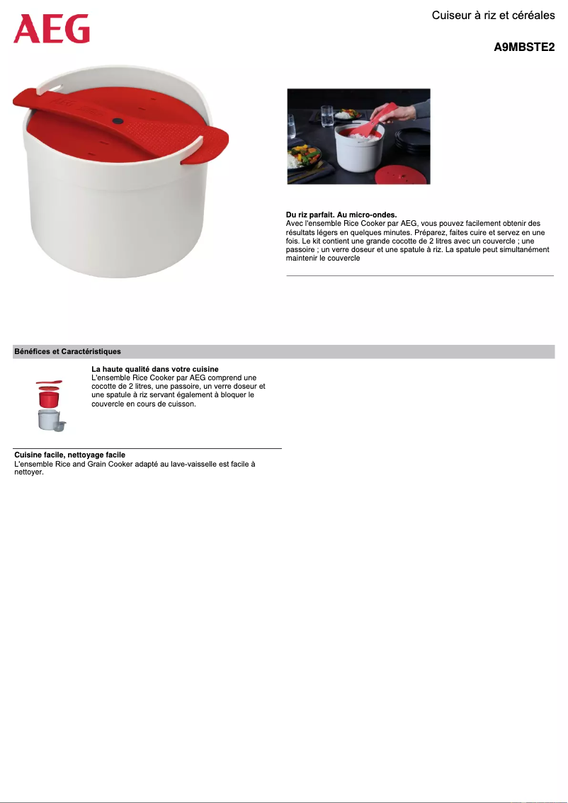 Page 1 de la notice Manuel utilisateur AEG A9MBSTE2