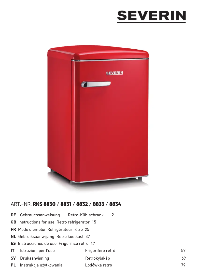 Page 1 de la notice Fiche technique Severin RKS 8830