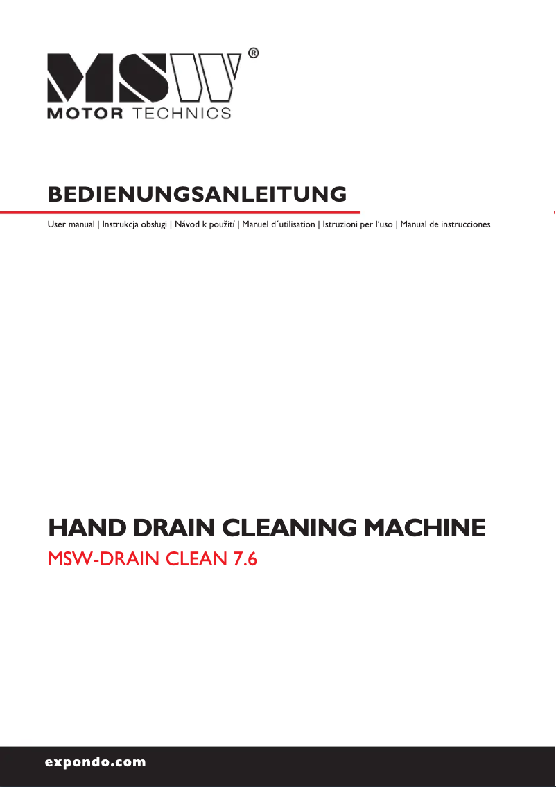 Page n°1 - Manuel utilisateur MSW MSW-DRAIN CLEAN 7.6