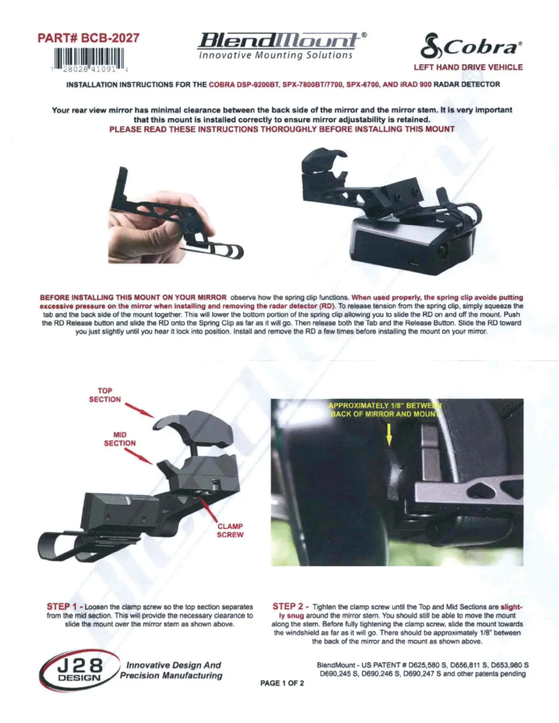 Page 1 of the manual User Manual BlendMount BCB-2027