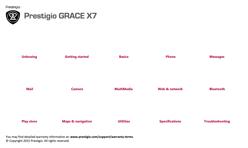 Page n°1 - Manuel utilisateur Prestigio Grace X7