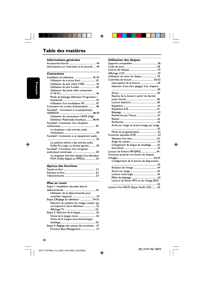Page 1 de la notice Manuel utilisateur Philips DVP9000S