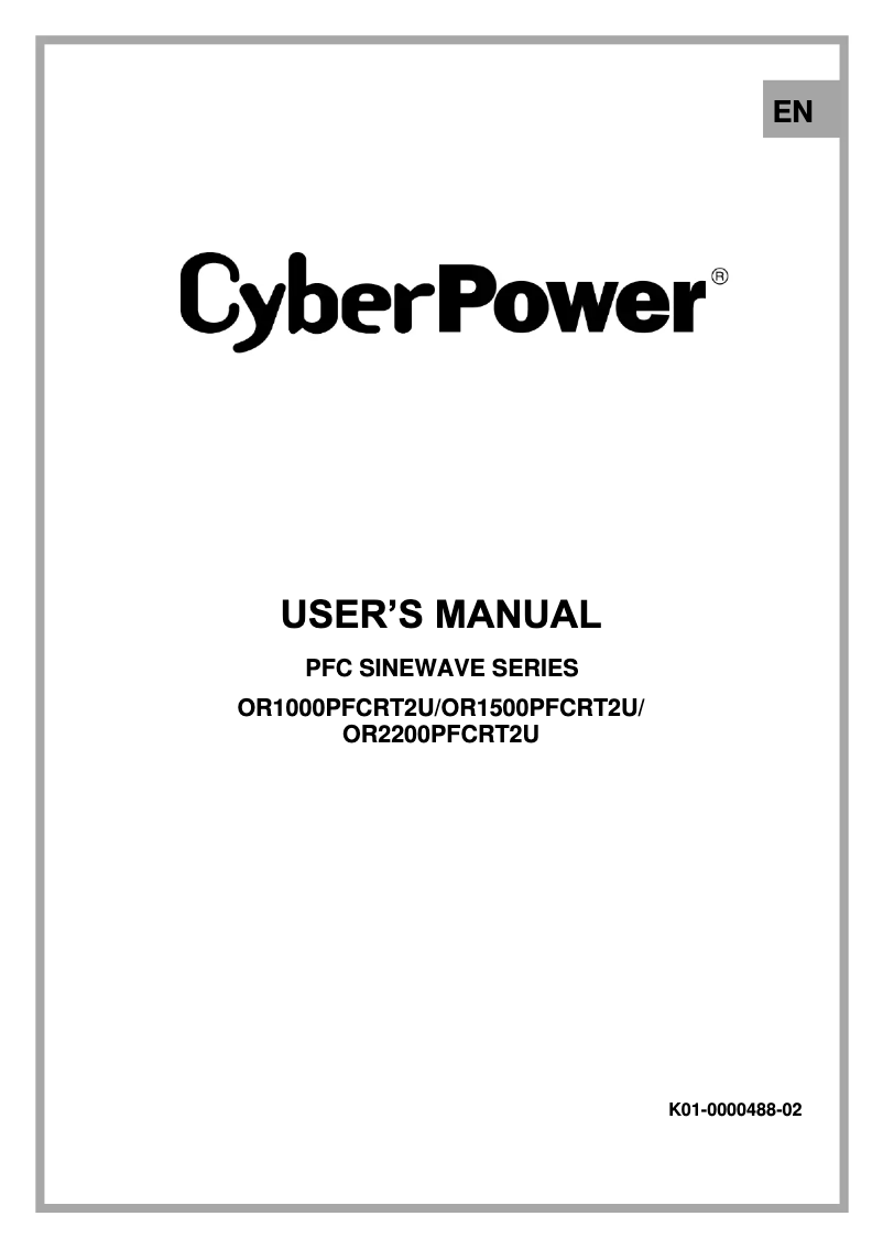 Page 1 de la notice Manuel utilisateur CyberPower OR2200PFCRT2U