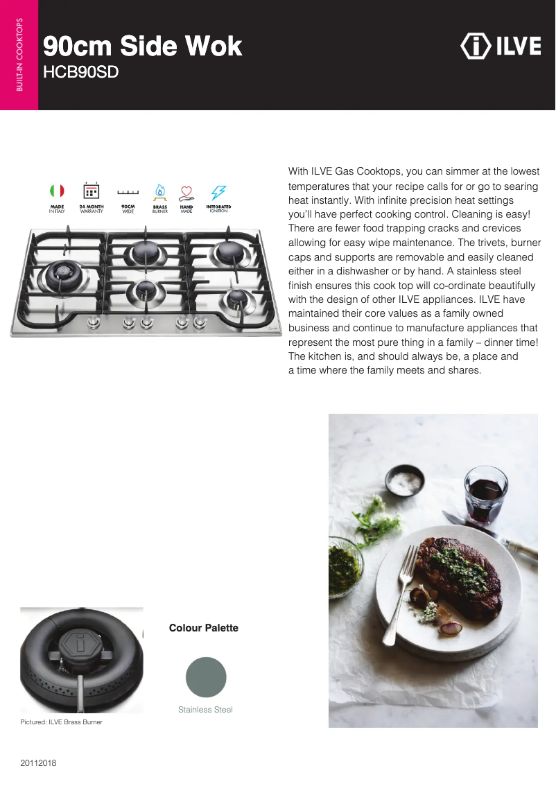 Page 1 de la notice Fiche technique Ilve HCB90SDSS