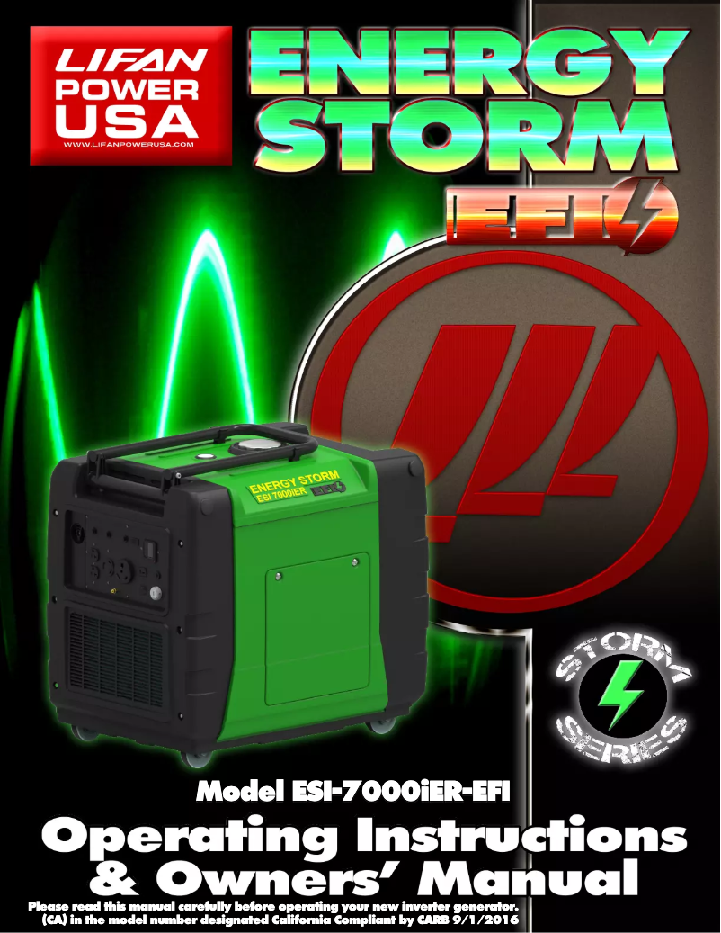 Page 1 de la notice Manuel utilisateur Lifan Energy Storm 7000iER-EFI