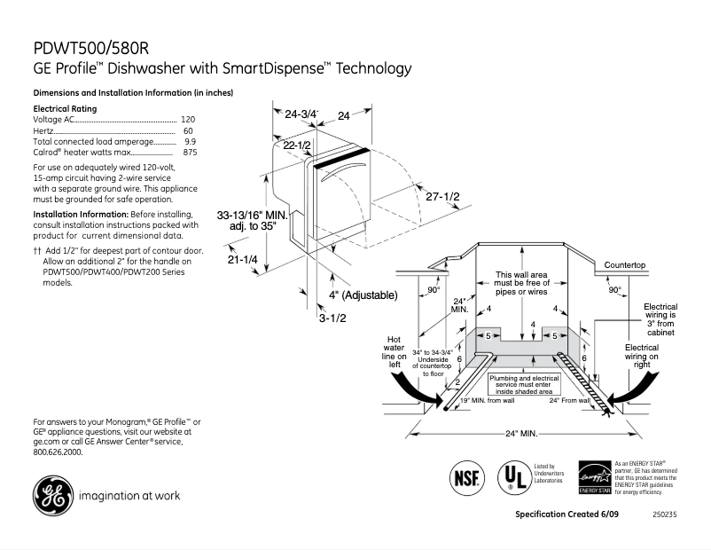 Image de la première page du manuel de l'appareil Profile PDWT580RSS