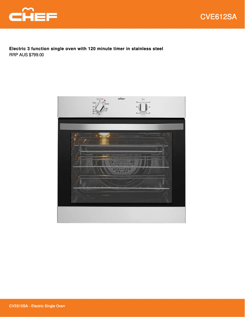 Página 1 del manual Ficha técnica Chef CVE612SA