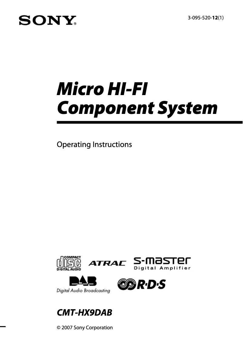 Page n°1 - Manuel utilisateur Sony CMT-HX9DAB