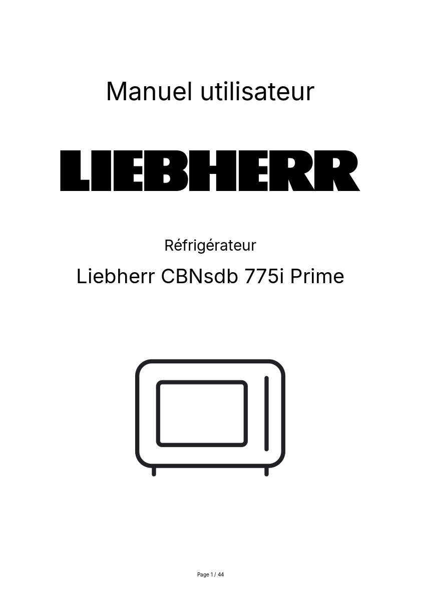 Image de la première page du manuel de l'appareil CBNsdb 775i Prime