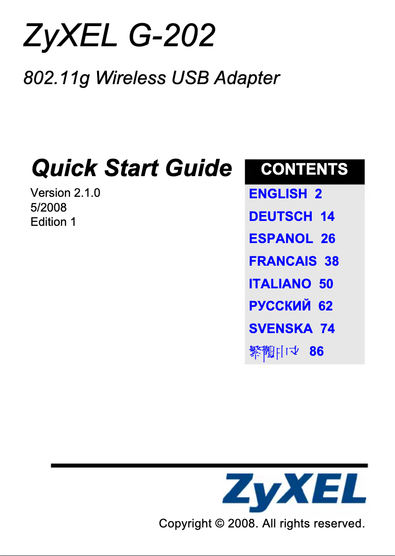 Page 1 de la notice Manuel utilisateur ZyXEL ZyAIR G-202