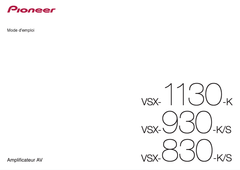 Page n°1 - Manuel utilisateur Pioneer VSX-930-S