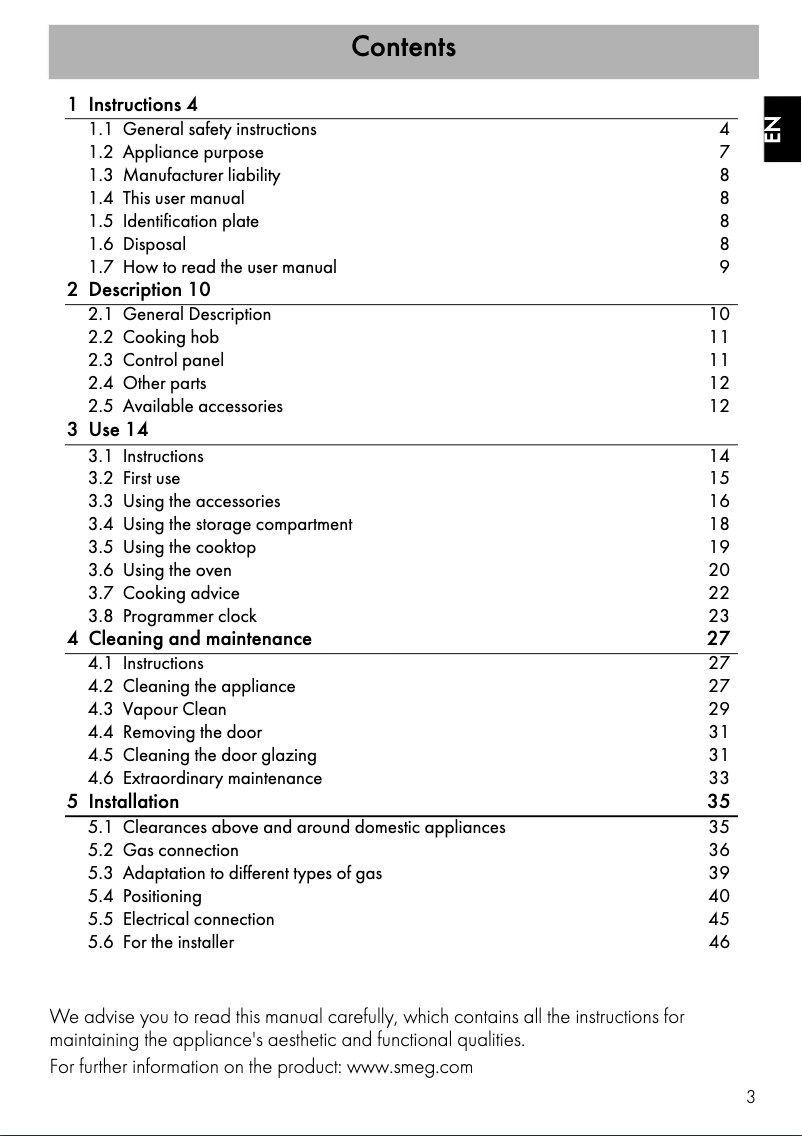 Page 1 de la notice Fiche technique Smeg TRA90P9